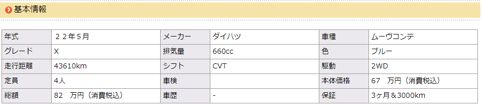 ムーブコンテの値段の例