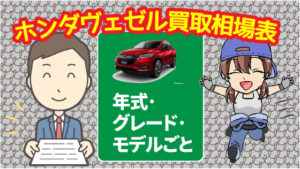 年式・グレード・モデルごとのホンダヴェゼルの大体の買取相場表を紹介。